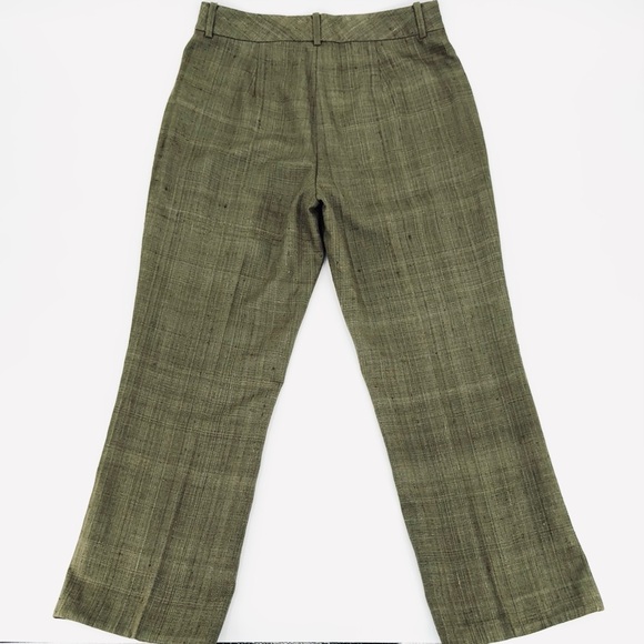 Ralph Lauren Tassah Woven Silk High Rise Olive Straight Leg Trouser - Picture 3 of 10